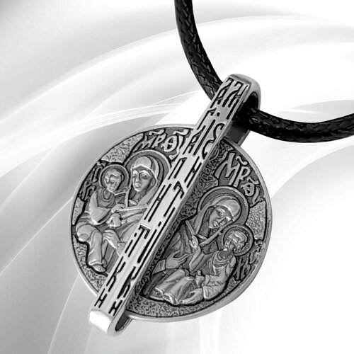 Славянский оберег, подвеска VitaCredo, серебро, 925 проба, чернение, размер 2.7 см. икона богородица быстрослышащая и быстроотвечающая размер иконы 15x18