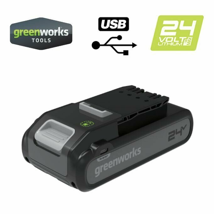 Аккумулятор GreenWorks G24B4+ (24V 4Ач с двумя USB-C разъемами) 2940407 - фото №4