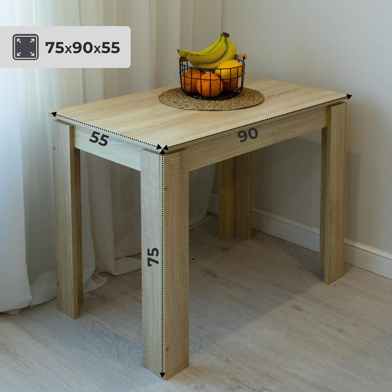 Стол обеденный Divan24 "Лофт дуб-Сонома", ЛДСП, прямоугольный, 55x90x75 см — фото 1