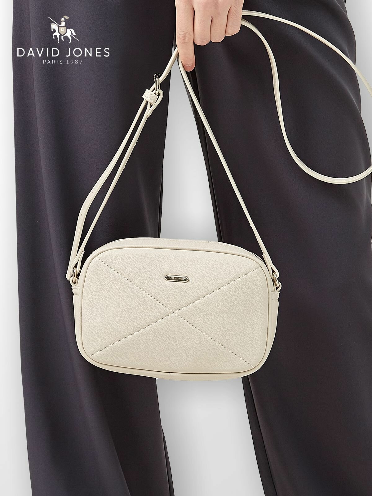 фото Сумка женская кросс-боди, David Jones, 6926-2, через плечо, белая