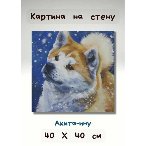 Картина с собакой "Акита-ину" на холсте в рисованном стиле 40х40 Bestkartina