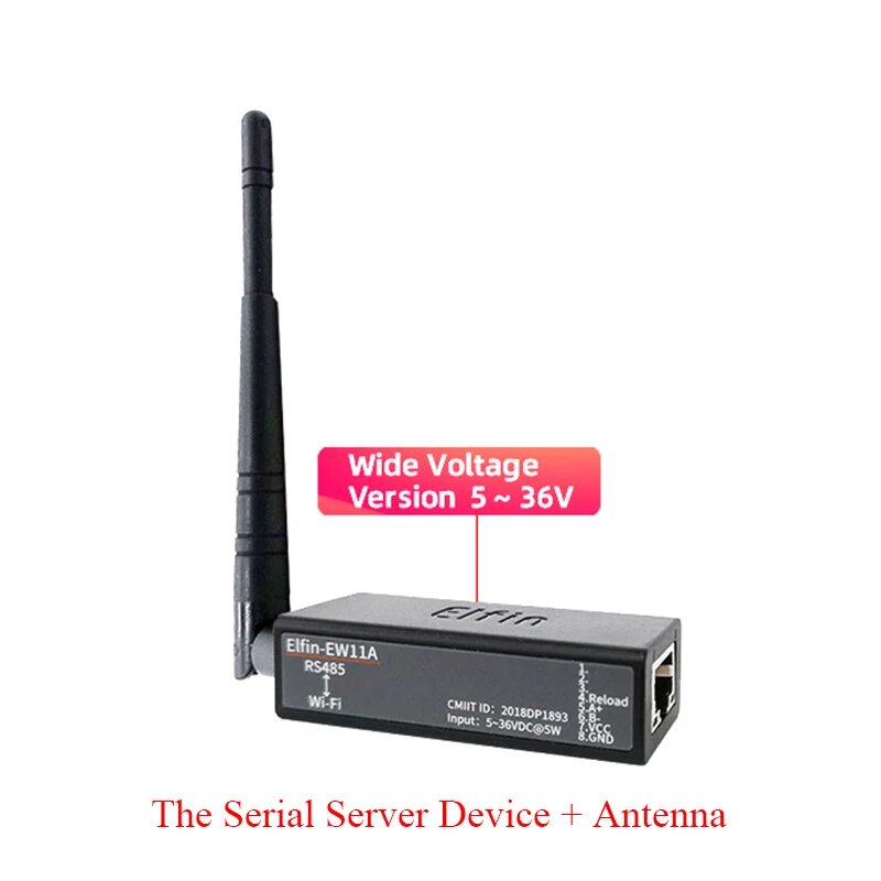 Сервер Elfin-EW11 с последовательным портом RS485 на WiFi, поддержка TCP/IP Telnet, Modbus, TCP протокол, IOT преобразователь передачи данных, EW11A0 Single