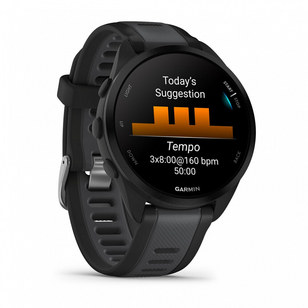 Часы Garmin Forerunner 165 Music черный с серым ремешком — фото 1