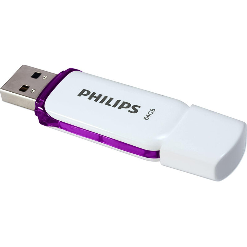 Флеш-накопитель PHILIPS SNOW2.0 64GB FM64FD70B/97 USB 2.0 белый — фото 1