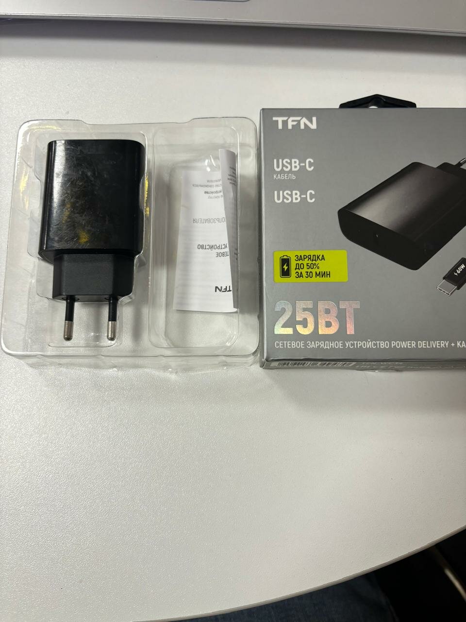 Сетевое зарядное устройство TFN 25W Type-C PD + кабель Type-C Черный TFN-WC34