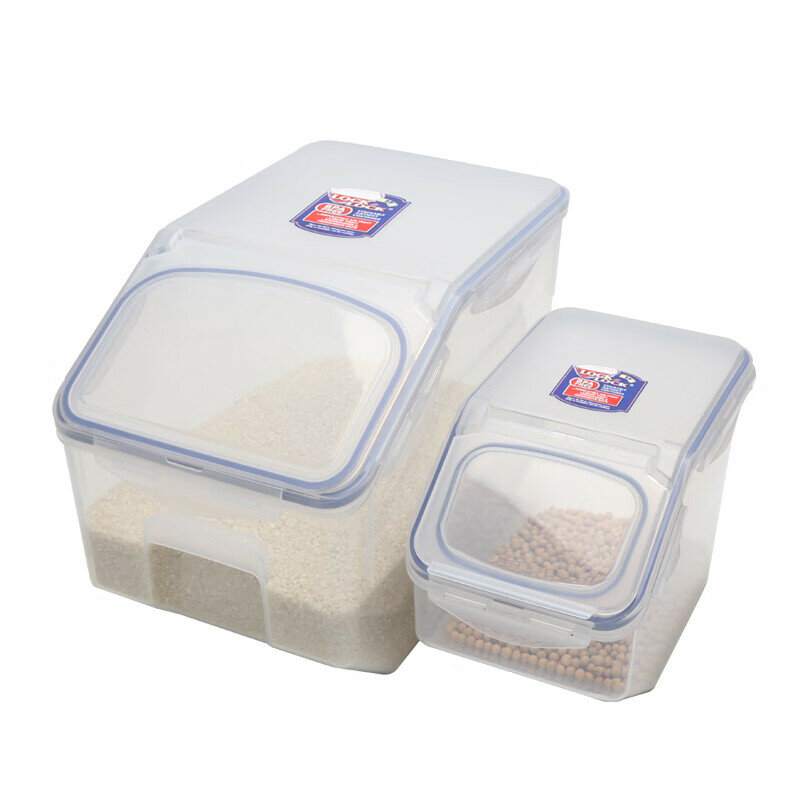 LOCK&LOCK Rice Container Plastic Storage Box Set 12L+5L Storage Jar for Grains Rice Container Storage Box 2-Piece Set HPL510S001