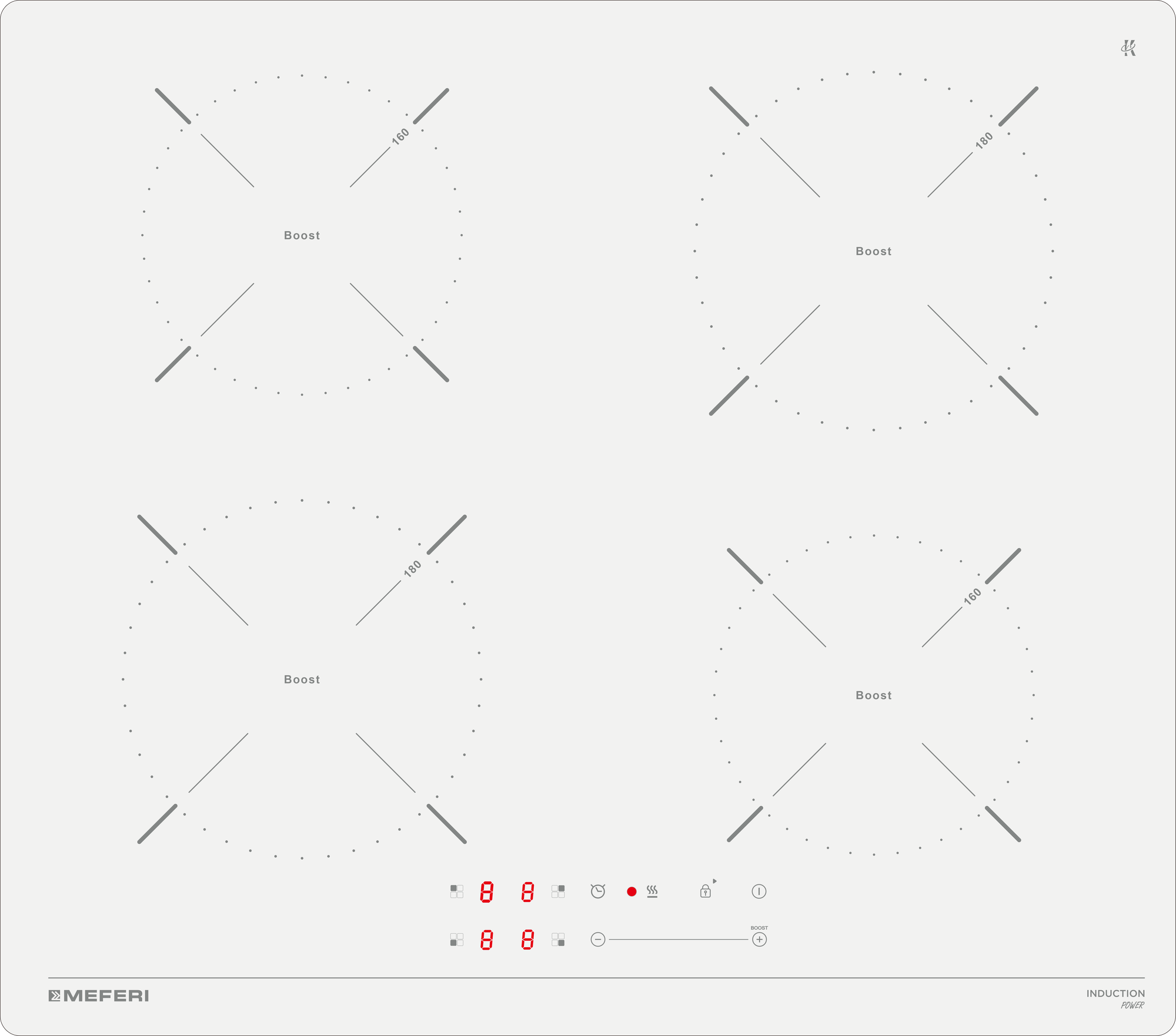 Индукционная варочная панель MEFERI MIH604WH POWER (Модификация 2025 года) 60 см, белый, 7000 Вт, Boost, датчик посуды