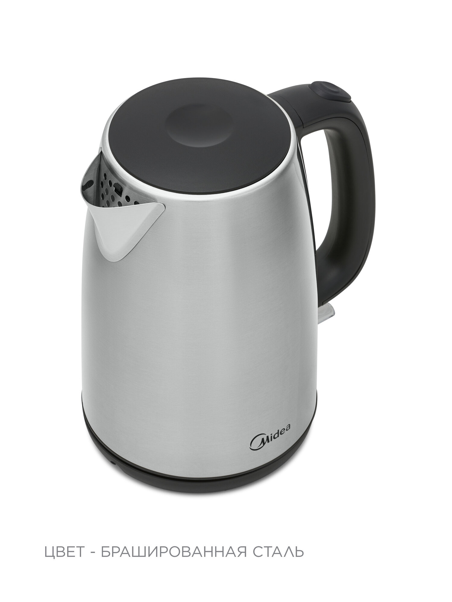 Чайник Midea MK-8020, 1,7 л, нержавеющая сталь, с фильтром, блокировка включения без воды — фото 1
