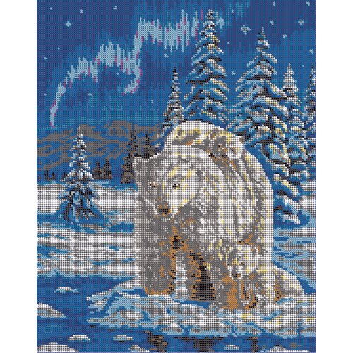 Вышивка бисером картины Белые медведи 30*38см
