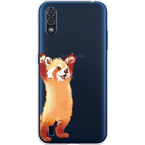 Силиконовый чехол на Samsung Galaxy M01 / Самсунг Галакси М01 Красная панда в полный рост, прозрачный