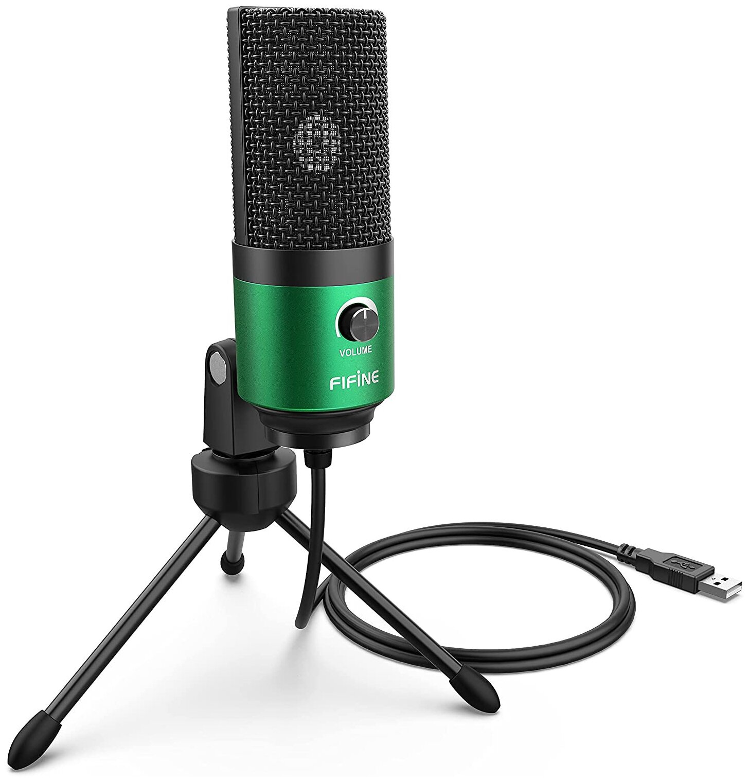 Микрофон проводной Fifine K669, разъем: без разъема, зелeный