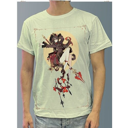 фото Футболка мужская белая молочный оттенок из хлопка с dtf рисунком игра genshin impact - 886 будь на стиле