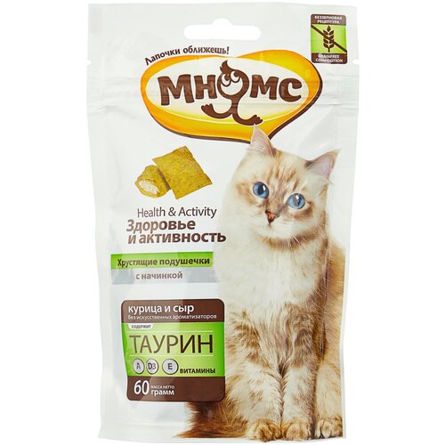 Pro Pet Мнямс хрустящие подушечки для кошек с курицей и сыром 