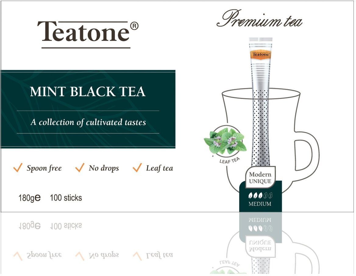 Чай чёрный с мятой, TEATONE, в стиках, (100шт*1,8г)