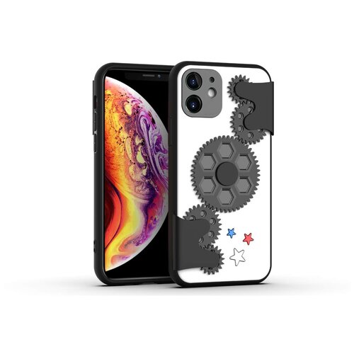 фото Чехол силиконовый для iphone 11 6.1" spinner series (антистресс) белый с черным grand price