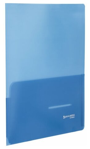 Папка-уголок Brauberg (А4, 180мкм, 2 кармана, пластик) синяя (224883)