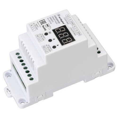 Конвертер SMART-K29-DMX512 (230V, 2x1.2A, TRIAC, DIN) (Arlight, Пластик)