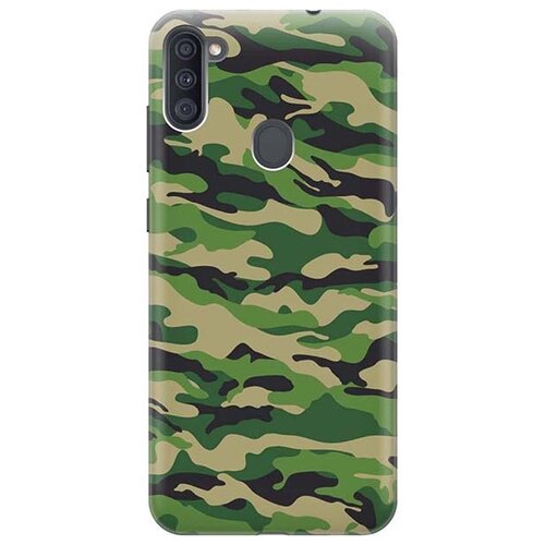 фото Ультратонкий силиконовый чехол-накладка для samsung galaxy a11 / m11 с принтом "темно-зеленое хаки" gosso