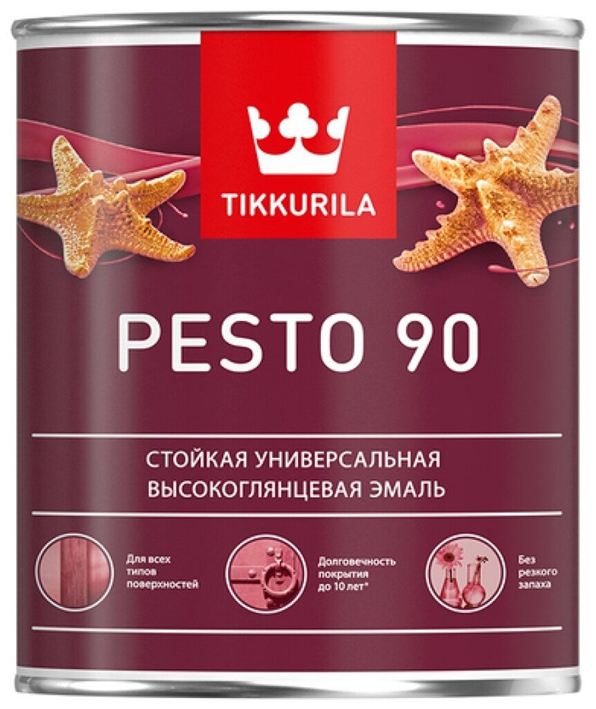 Эмаль высокоглянцевая Euro Pesto 90 (Песто 90) TIKKURILA 0,9 л белая (база А)
