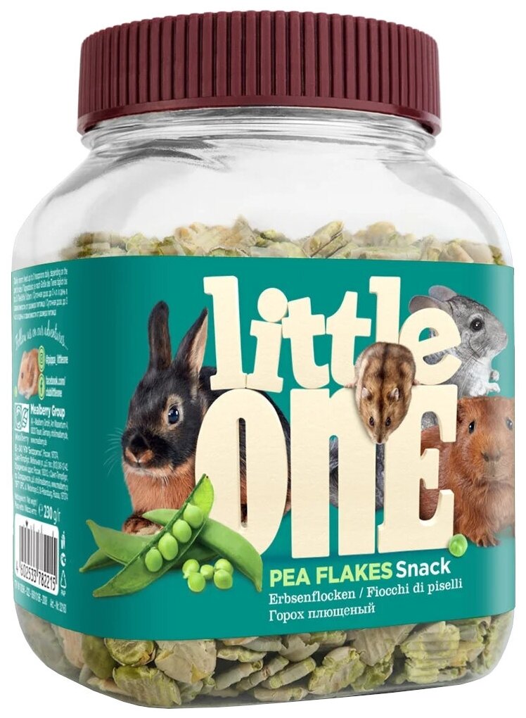 Лакомство для кроликов, грызунов Little One Snack Pea flakes 230 г