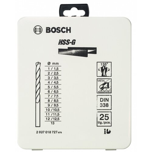 Набор сверл BOSCH Robust Line 2.607.018.727 13 x 75 мм сверло по металлу по бетону bosch 2 607 018 405 2 5 x 57 мм