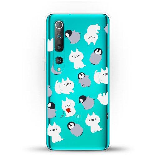 фото Силиконовый чехол котики и пингвины на xiaomi mi 10 andy & paul