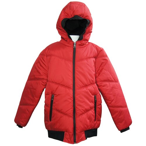 фото Куртка с капюшоном для мальчика, mdm midimod gold, цвет бордовый, размер 134-140