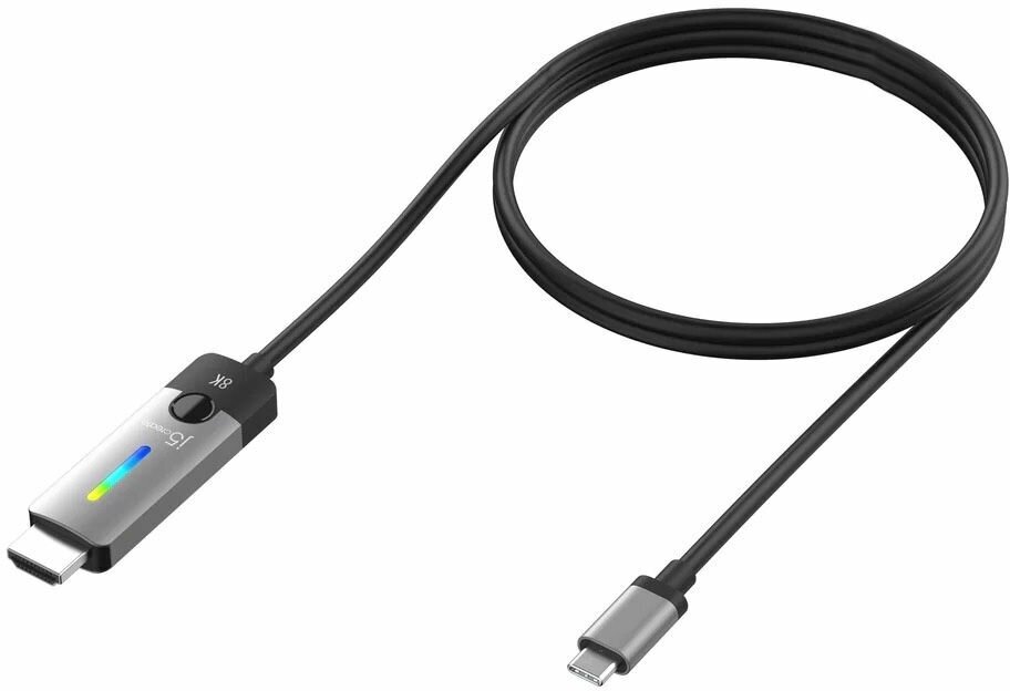 Кабель-адаптер j5create USB-C HDMI 2.1 (18 м 8K 60 Гц / 4K 144 Гц) (JCC157) (Серый космос/Чёрный / Space Gray/Black)