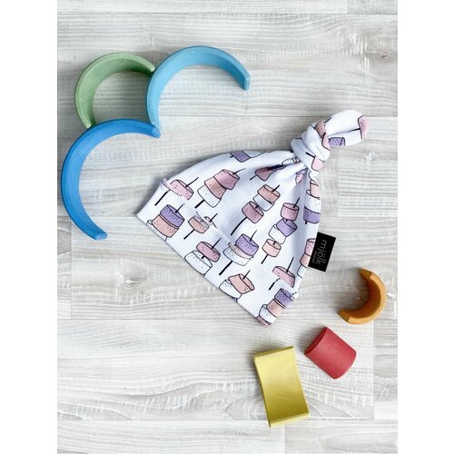 фото Шапка mjolk, размер 44/50, розовый, белый