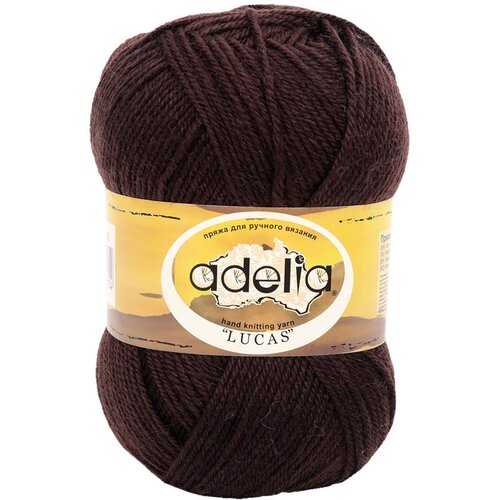 Пряжа Adelia Lucas, 70% шерсть, 30% акрил, 5*100 г, 218 м+-10 м, №30, темно-коричневый