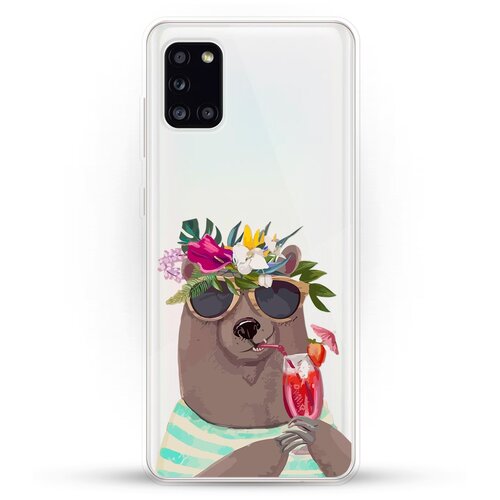 фото Силиконовый чехол медведь с коктейлем на samsung galaxy a31 andy & paul