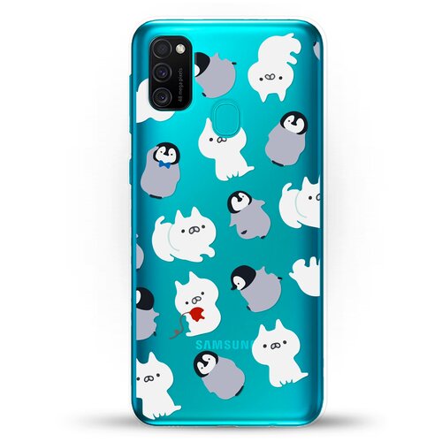 фото Силиконовый чехол котики и пингвины на samsung galaxy m21 andy & paul
