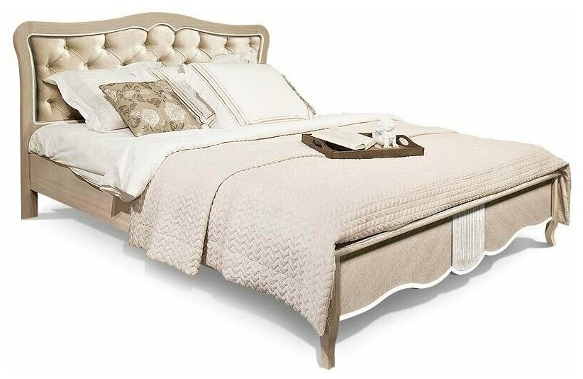 Двуспальная кровать Katrin с мягким изголовьем, жемчужный дуб, 180х200 см