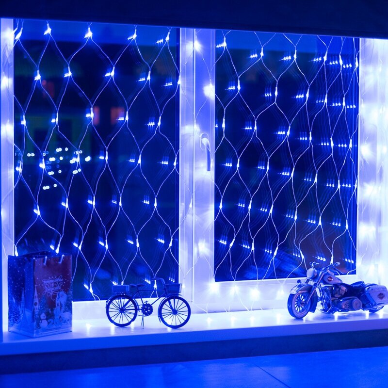Гирлянда электрогирлянда новогодняя светодиодная 150 LED Neon-Night Сеть 1.5х1.5м с контроллером, синее свечение