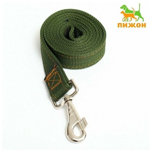 Поводок двухслойный с усиленным карабином 12 м х 3 см зелёный 900₽