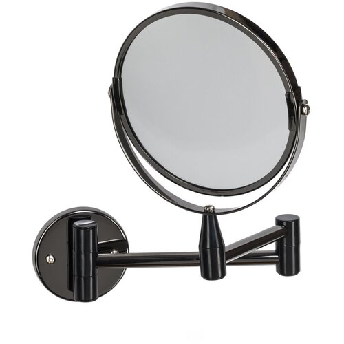 Зеркало косметическое двустороннее Swensa, настенное, d 15 см, черное