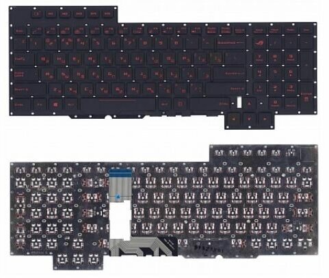 Клавиатура для ноутбука Asus GX700, GX700VO черная, кнопки красные, с подсветкой