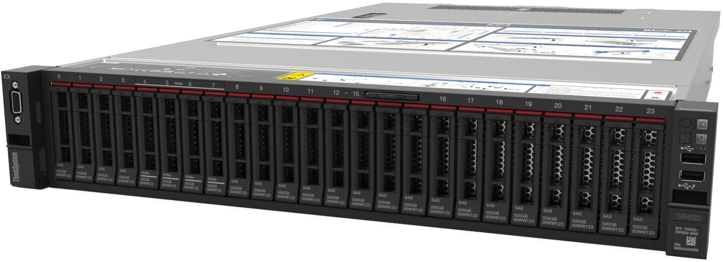 7D32CT01WW Lenovo SR850 v2, 4 x Gold 6348H, 512Gb, 5x15.36Tb SSD, 2 x 10/25Gb SFP28, 2 x 2400W