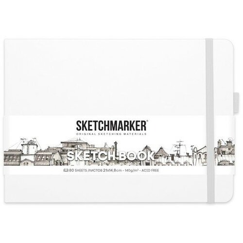 Скетчбук Sketchmarker, 210 х 148 мм, 80 листов, белый, блок 140 г/м2