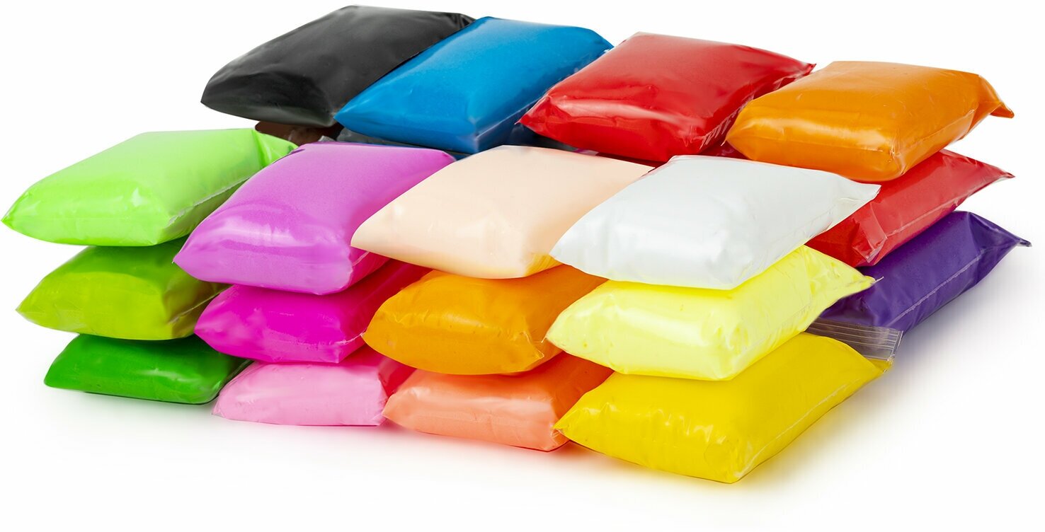 Пластилин легкий мягкий воздушный застывающий для детей 24 цвета, 240 г, 3 стека, Brauberg Kids