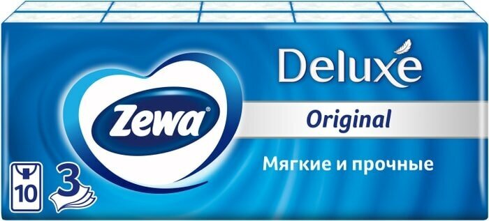 Платочки носовые бумажные Zewa Deluxe 10*10шт