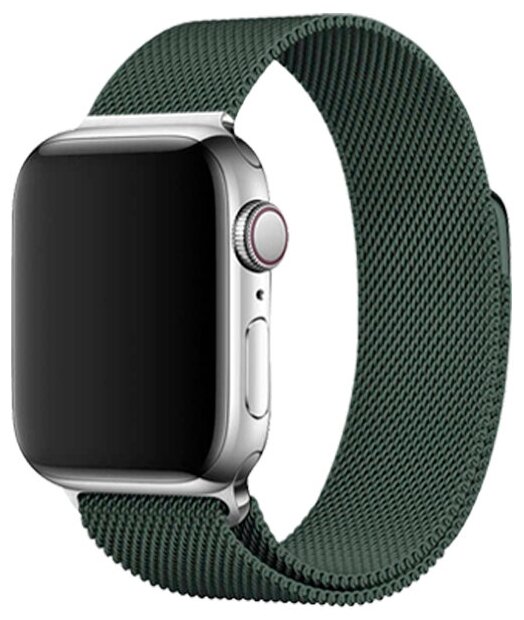 Ремешок миланcкий из нержавеющей стали для Apple Watch 42/44/45мм (25), хаки, на магните