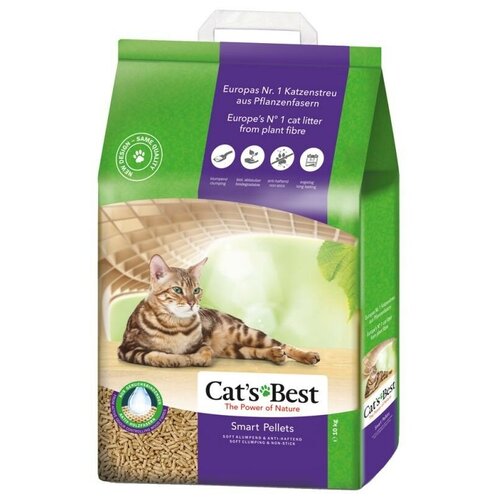 Комкующийся наполнитель Cat's Best Smart Pellets, 20л, 1 шт. наполнитель древесный комкующийся cat s best smart pellets 20л 10кг