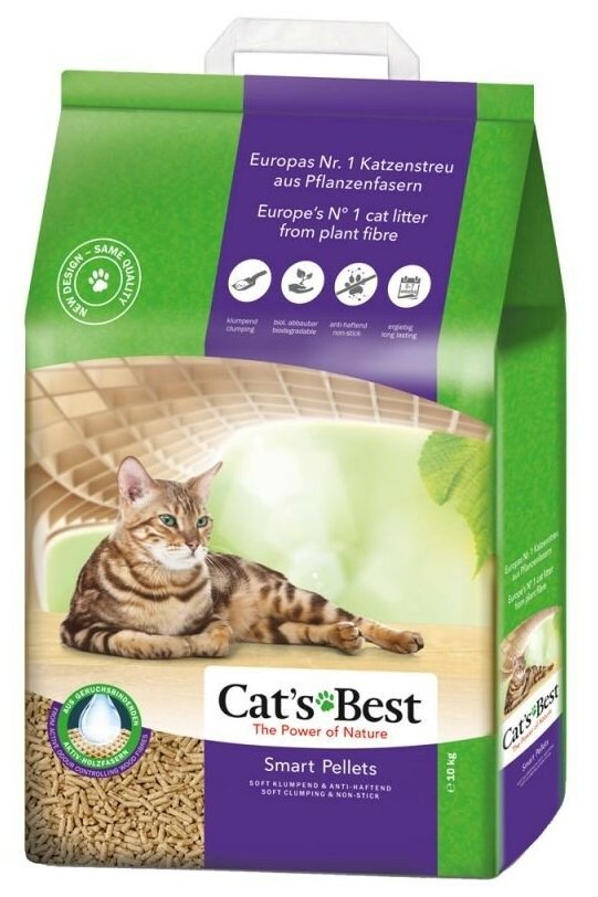 Наполнитель Cats Best Smart Pellets комкующийся древесный без запаха 20л/10кг