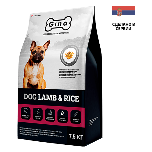 Корм для собак сухой Gina Dog Lamb & Rice ягненок, рис, 7,5 кг браслет gina unholy silver 1 шт