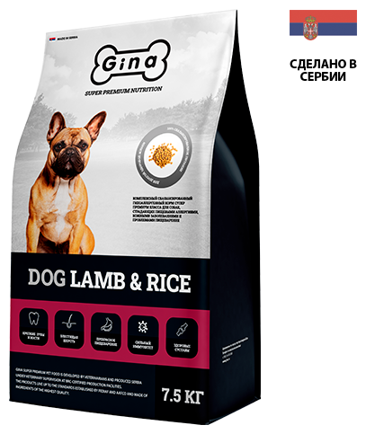 Корм для собак сухой Gina Dog Lamb & Rice ягненок рис 75 кг