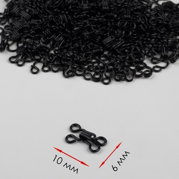 Арт Узор Крючок пришивной №0, 10 × 6 мм, 100 шт, цвет чёрный