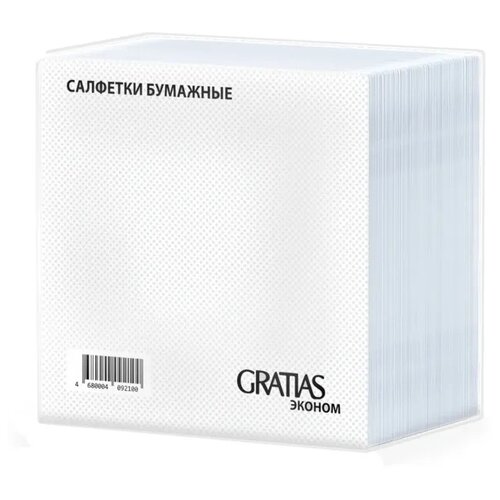 Салфетки бумажные 1 слой 24 см. 400 листов Gratias эконом белые