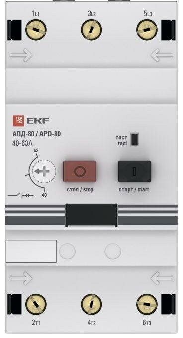 Выключатель автоматический для защиты двигателя АПД-80 40-63А EKF apd3-40-63