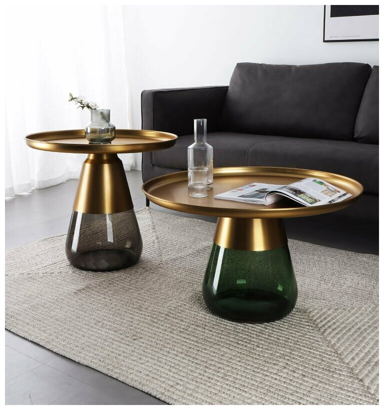 Кофейный столик Casablanca coffee table - высокий (Зеленое стекло, фиолетовый металл) - фотография № 5